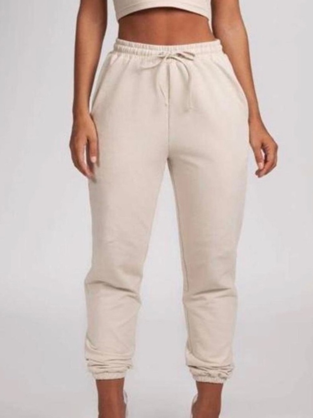 MESHKI Drawstring Joggers Gray Lavender Relaxed Sweatpants Size XL 40034